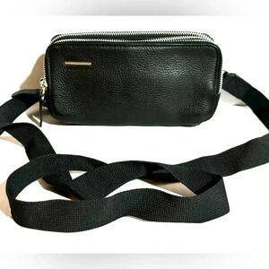 Piquardo black  unisex leather crossbody/ fanny pack/ wristlet bag